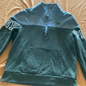 PINK HALF ZIP PULLOVER SWEATSHIRT